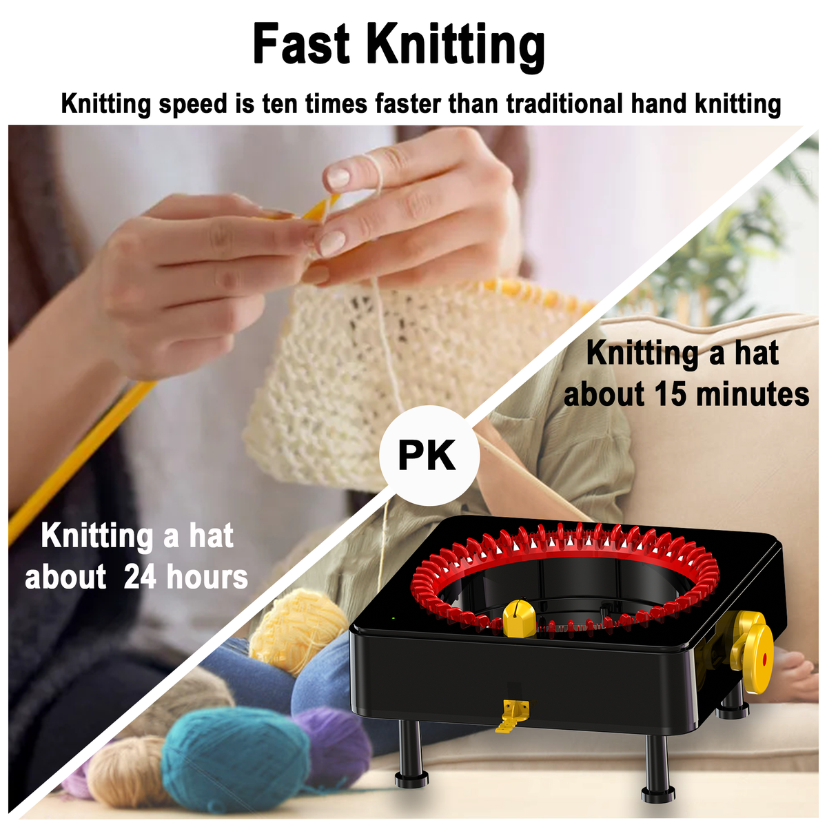 JAMIT Knitting Machine 48 Needles Machine Knitting Machines for Adults,  Hand Knitting Loom Machines Knitting Board Rotating Double Weaving Loom  Machine for Socks, Hat, Scarf : : Arts & Crafts