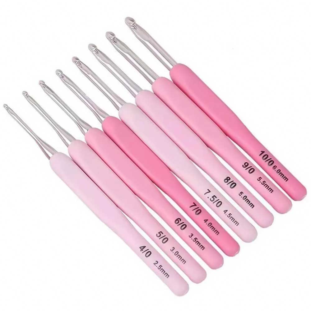 9pcs Crochet Hook Kit 2.5-6cm Ergonomic Soft Handle Aluminum Hooks Set - JAMIT Knitting Machine